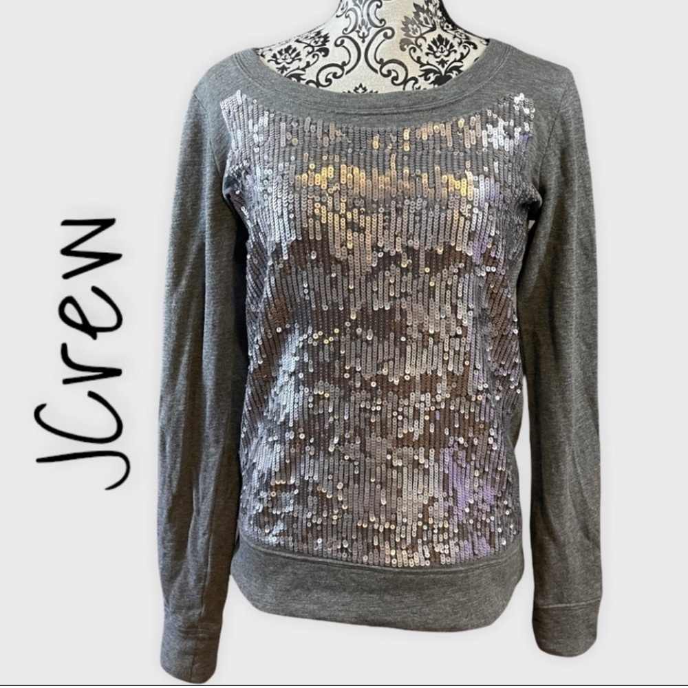 VINTAGE JCREW Gray & silver sequin sweatshirt